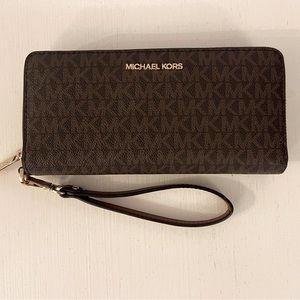 Michael Kors: Large Logo Continental Wallet in Brown